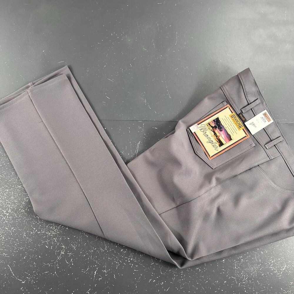 VTG Wrangler Wrancher Slacks Men 48x32 Gray Silver Regular Fit USA Made Boot NWT